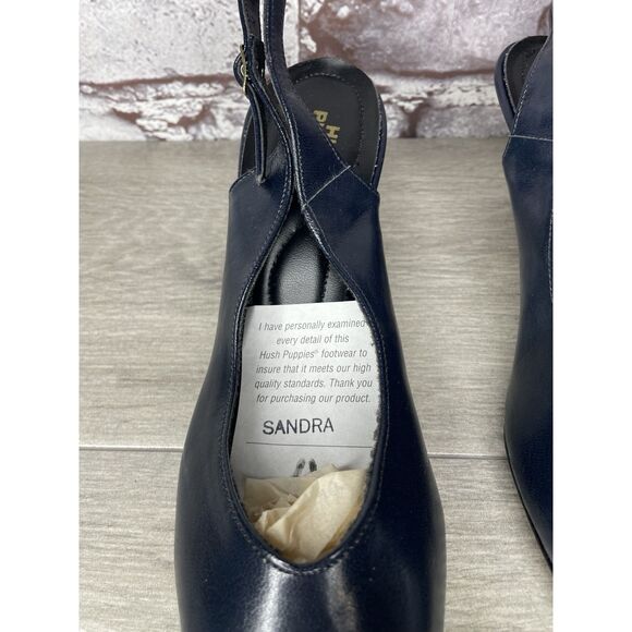 Hush Puppies Navy Blue Leather Pointed Toe Ankle Strap Heels Women 8.5M US/39EU - Picture 14 of 16